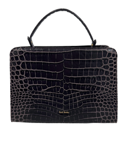 Bolso De Mano, Piel, Ef. Croc, Morado,3
